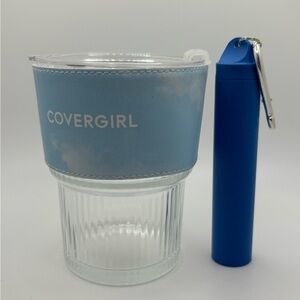 COVERGIRL Glass with Blue Sleeve and straw keychain